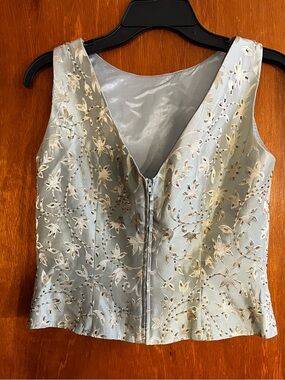 JS Collections Silver Beaded Blouse